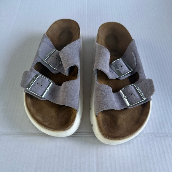 Papillio Light Purple Fog Suede Leather Chunky Sandals Size 37 6W 4M - Picture 2 of 11